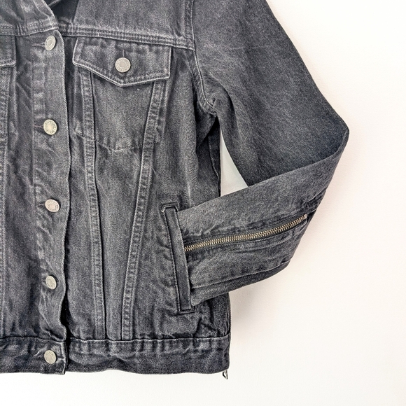 Gap 1969 Women's Black Jeans Jacket With Sides And Sleeves Zips ~ Size Small - Picture 4 of 12